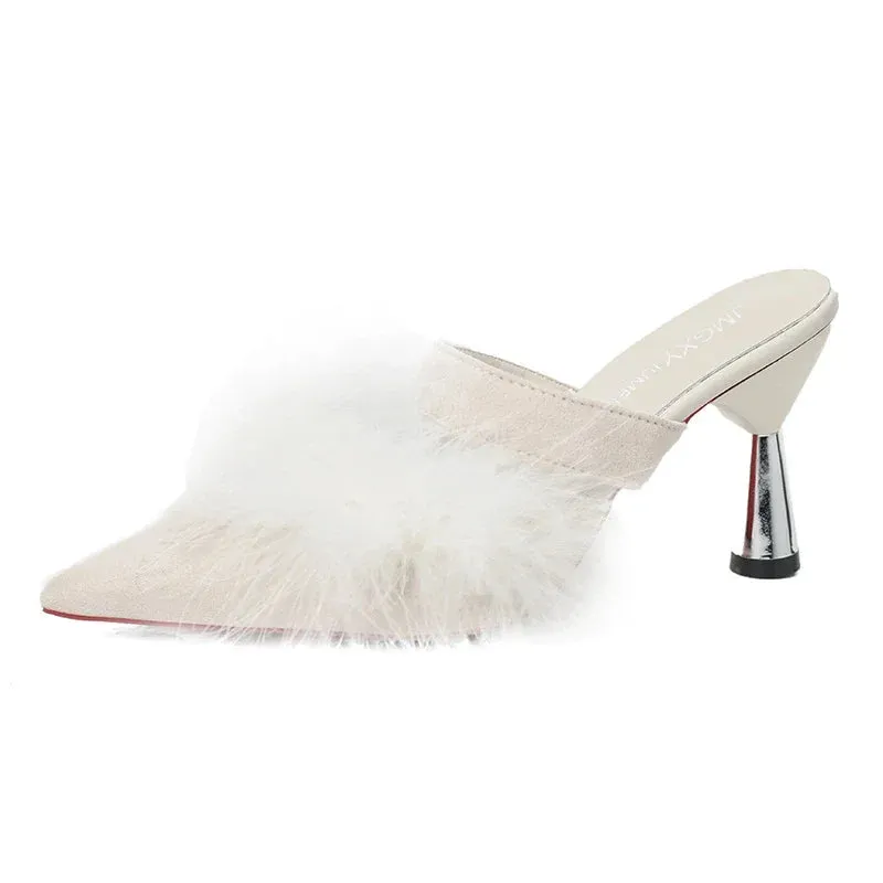 Hnzxzm Women High Heels Slippers Fashion Thin High Heels Sandals Woman Lace-up Slides Female Shoes Fashion Sandals Lady Party Shoes