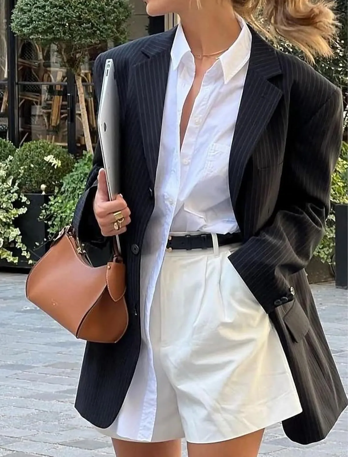 HOTOUCH Womens Button Down Shirt Basic Work Office Drop Shoulder Blouse Casual Loose Long Sleeve Tops with Pocket