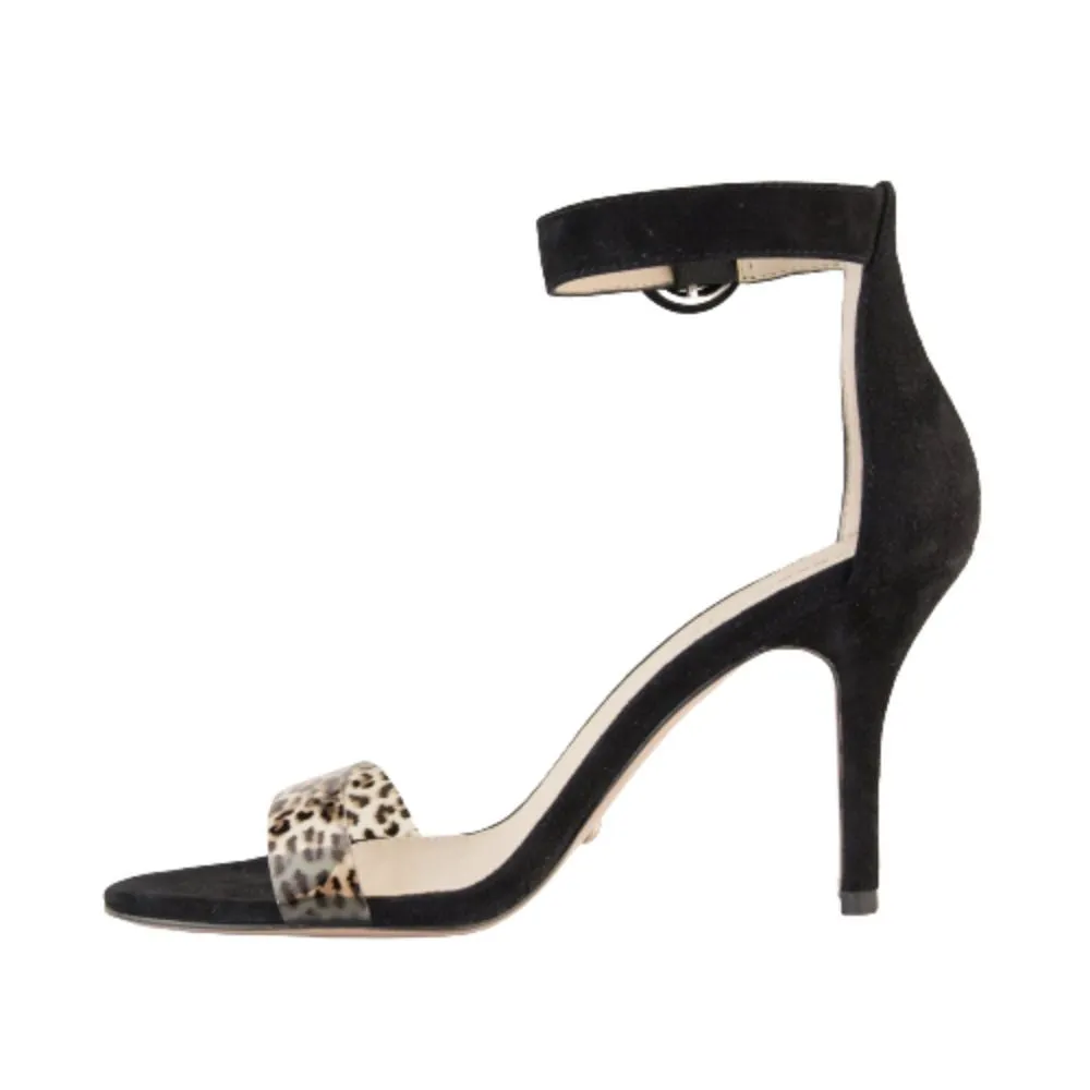 Kallie Black Suede Leopard Strap Pelle Moda Sandals