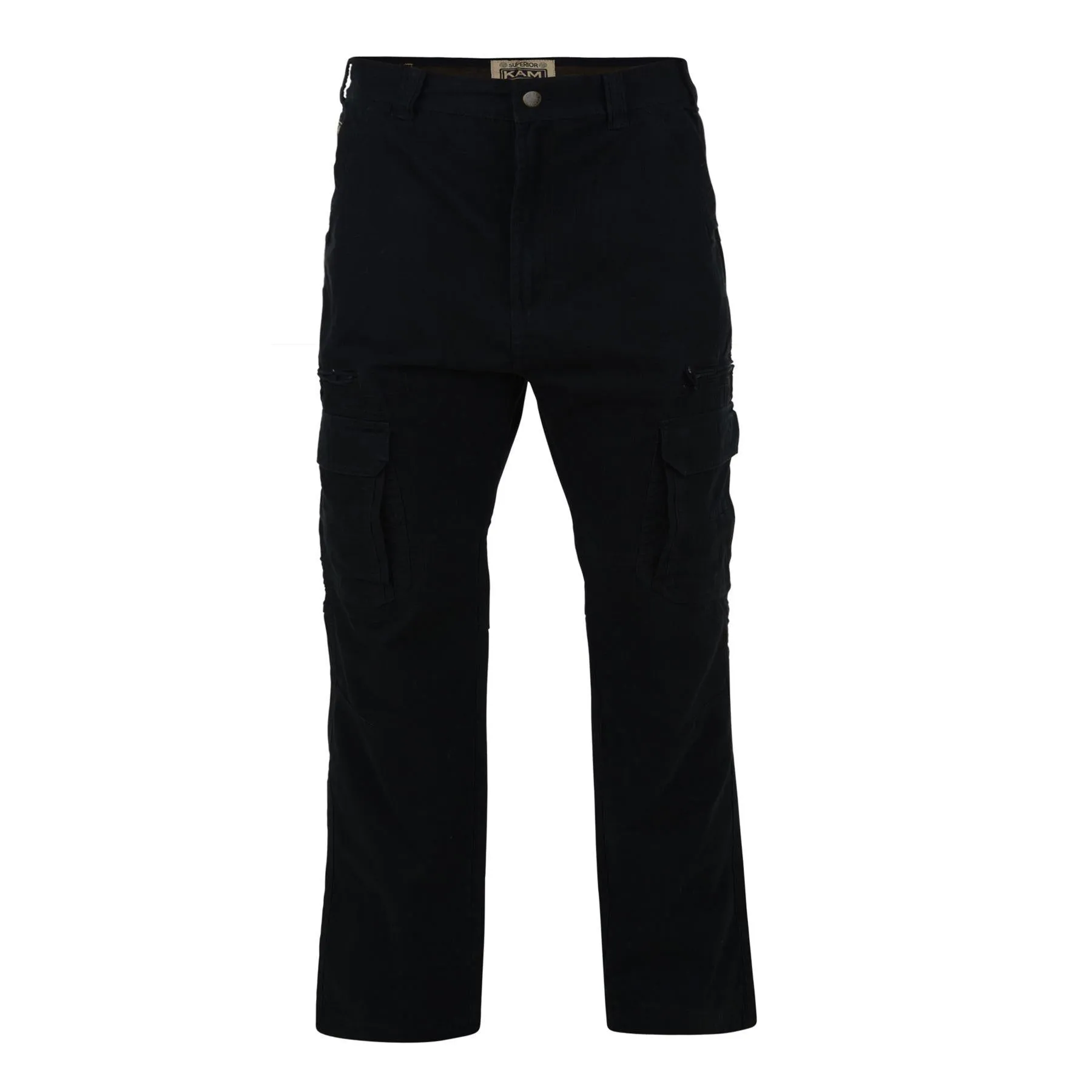 KAM EXTRA TALL RELAXED FIT CARGO/COMBAT PANTS IN BLACK (118)