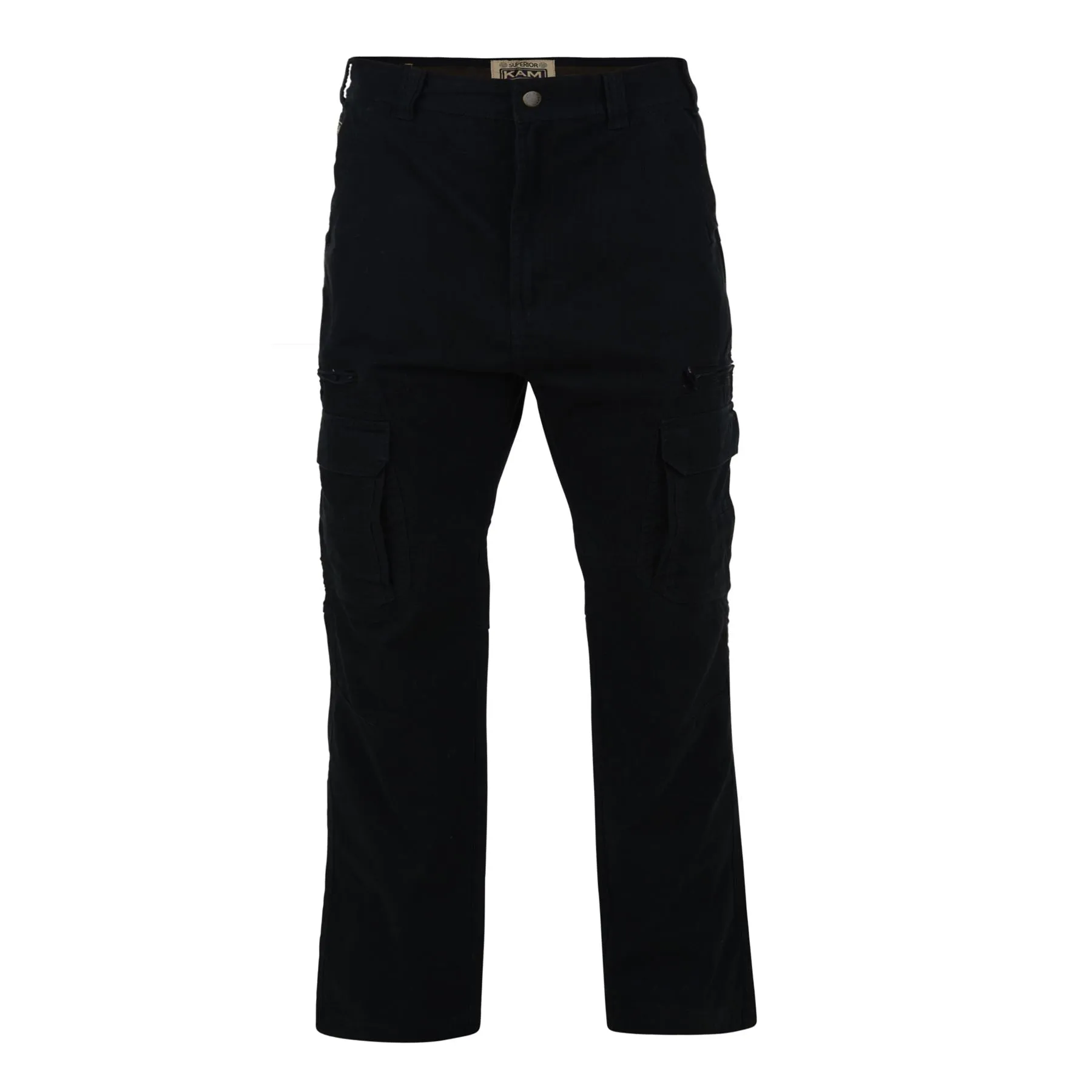 KAM EXTRA TALL RELAXED FIT CARGO/COMBAT PANTS IN BLACK (118)