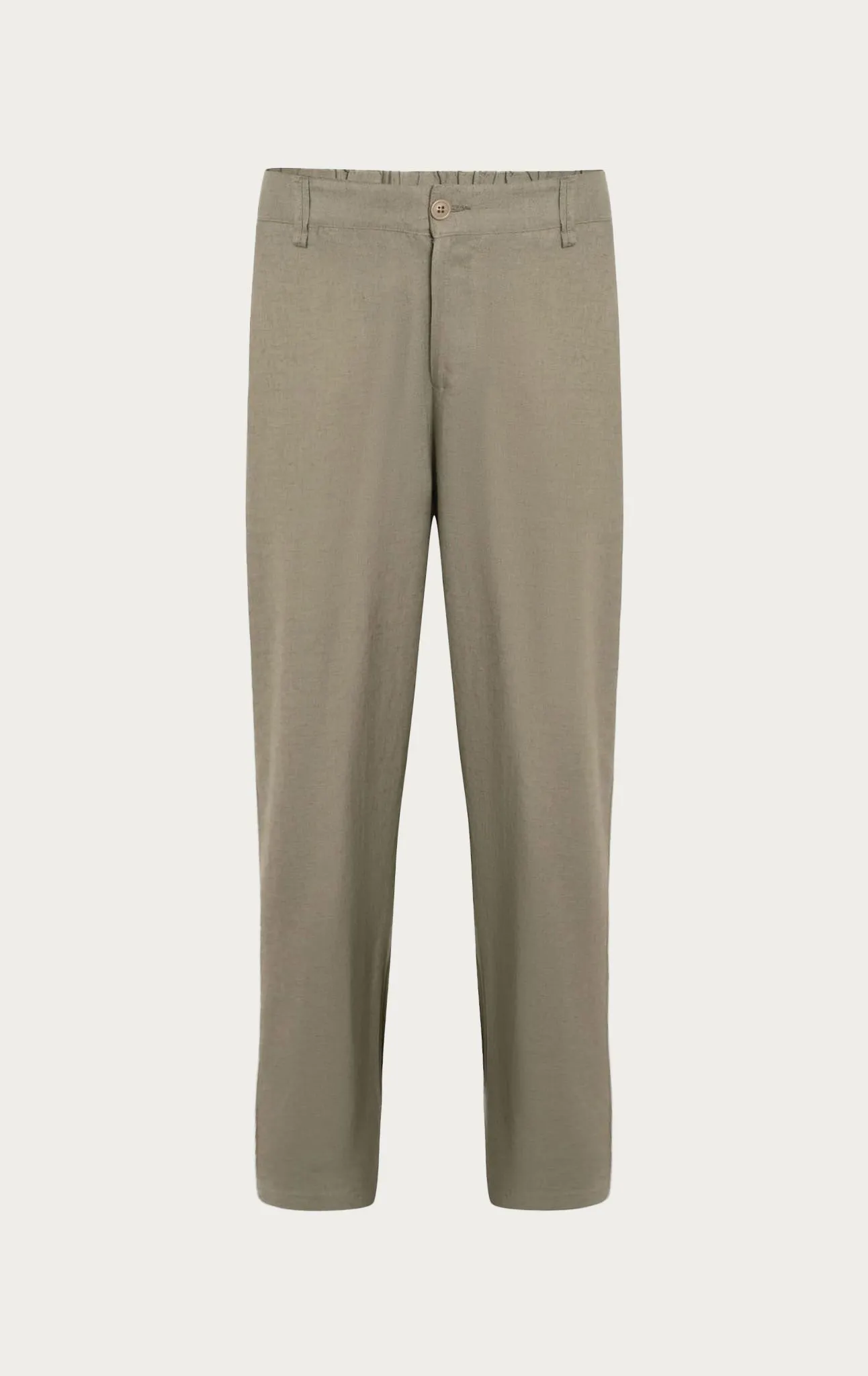 Linen Blend Relaxed Fit Pants - Green