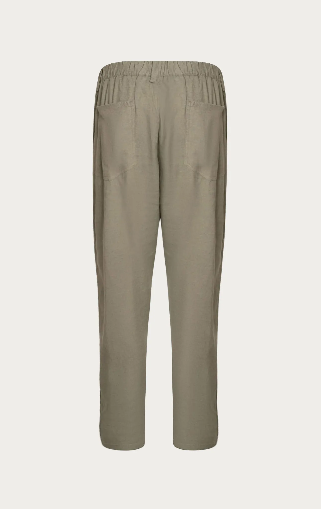 Linen Blend Relaxed Fit Pants - Green