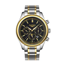 Luxury Brand GUANQIN New Fashion & Casual Full Stainless Steel Multifunctional Men Quartz Watches Clock