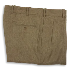 Medium Brown Flannel Forward Pleated Trousers
