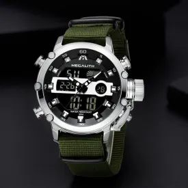 MEGALITH Sport Waterproof Men's Watches With Luminous Dual Display and Alarm