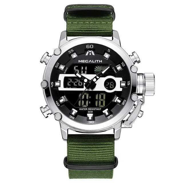MEGALITH Sport Waterproof Men's Watches With Luminous Dual Display and Alarm