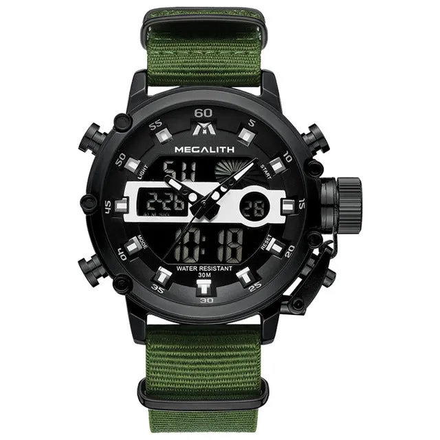 MEGALITH Sport Waterproof Men's Watches With Luminous Dual Display and Alarm