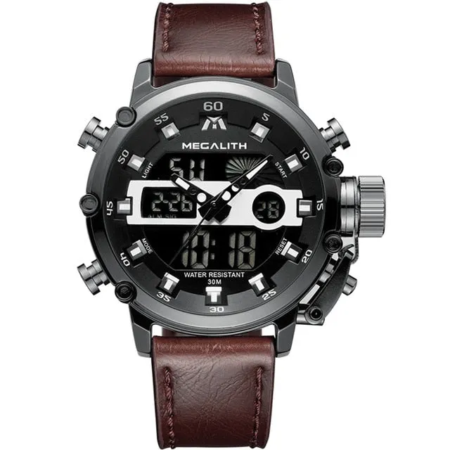 MEGALITH Sport Waterproof Men's Watches With Luminous Dual Display and Alarm