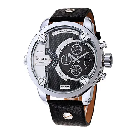 Men Sports Watch Hodinky Stainless Steel Genuine Leather Fashion Men Whatch Quartz Wrist Watch Waterproof Military Watches Men