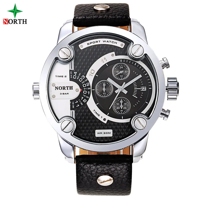 Men Sports Watch Hodinky Stainless Steel Genuine Leather Fashion Men Whatch Quartz Wrist Watch Waterproof Military Watches Men