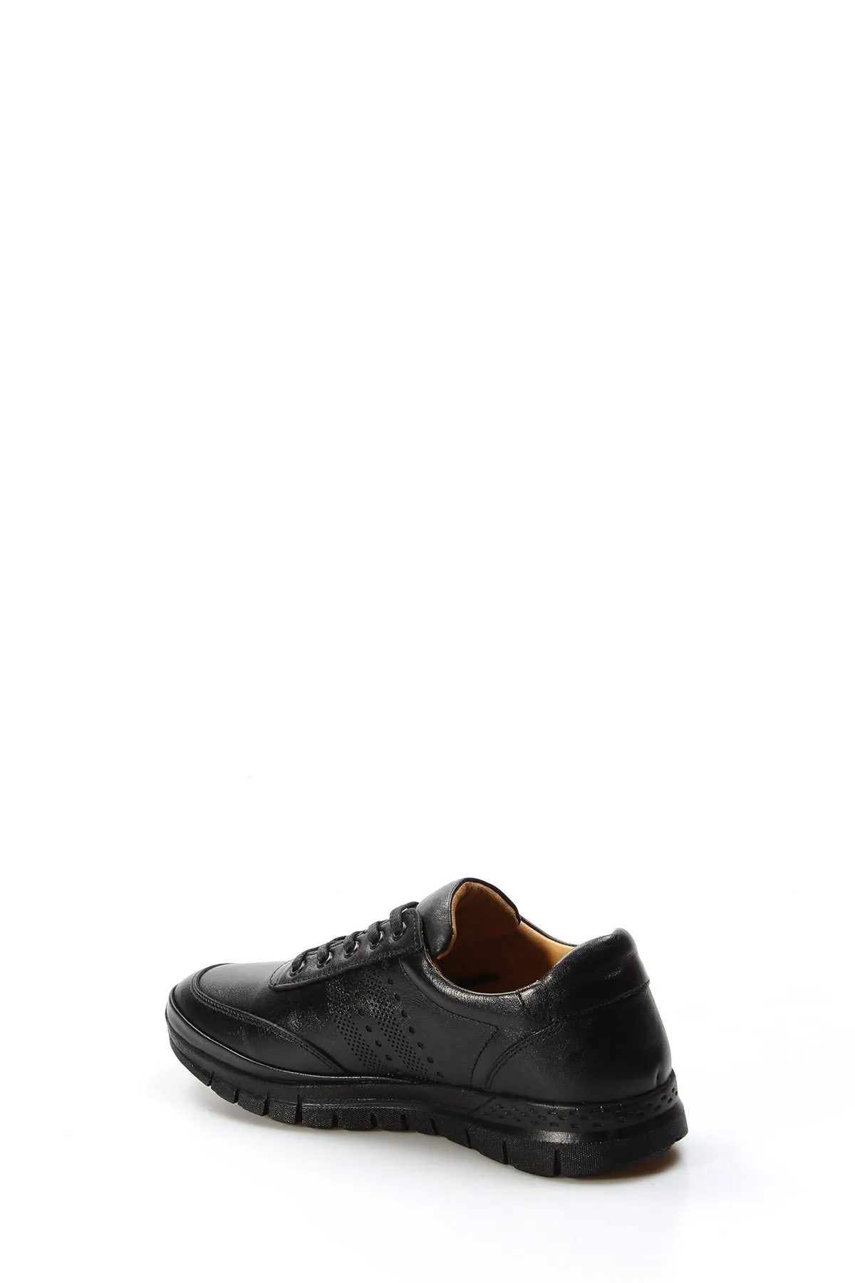 Men's Black Perforated Leather Sneakers with Cushioned Sole - Wessi