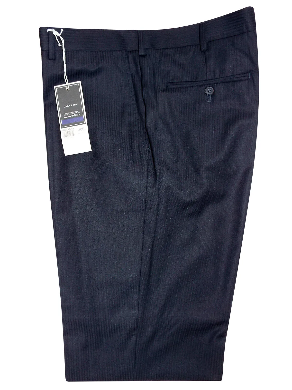 Mens Jack Reid Black Thin Stripes Regular Fit Flat Front Tailored Smart Trouser