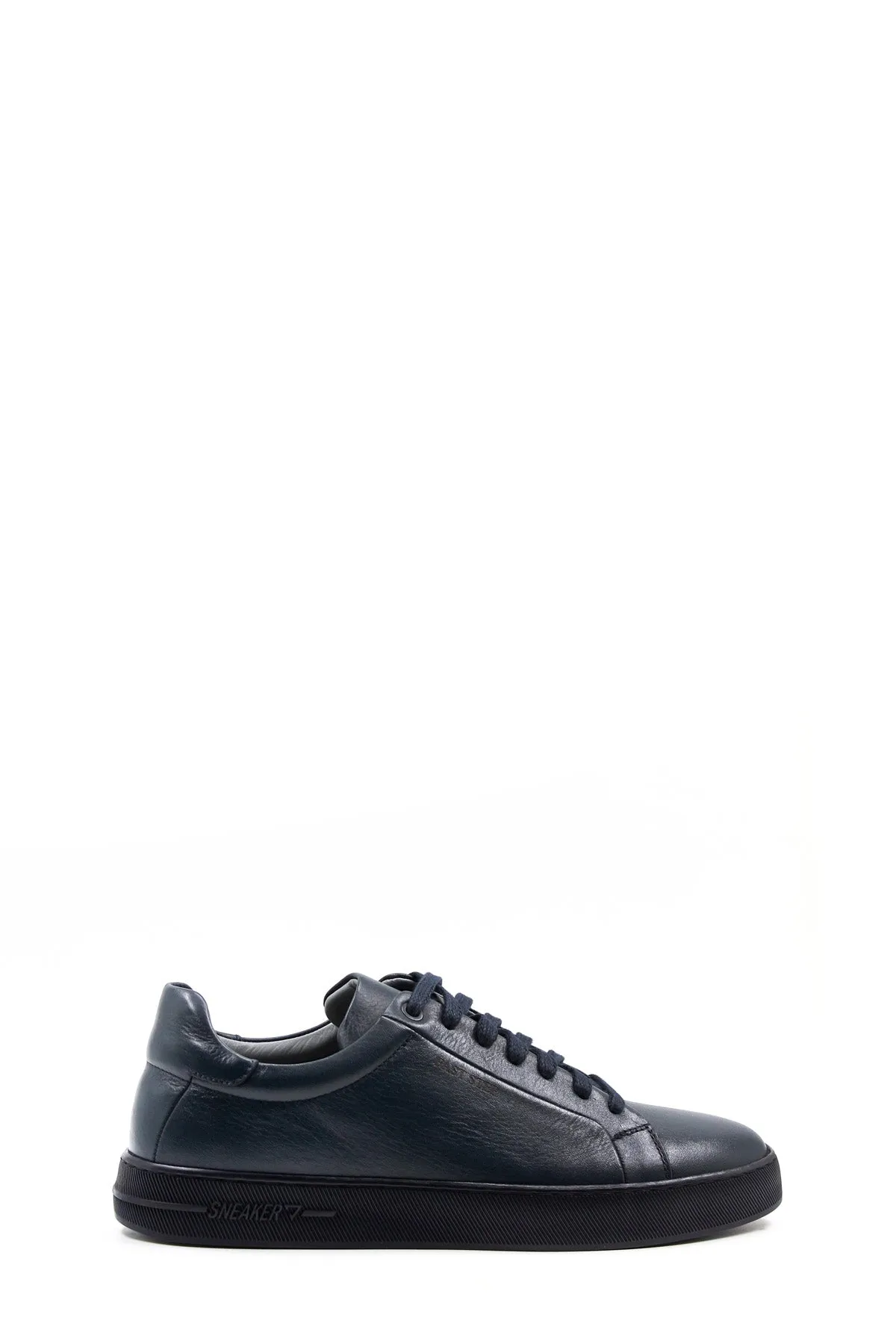Men's Navy Blue Leather Casual Sneakers - Wessi