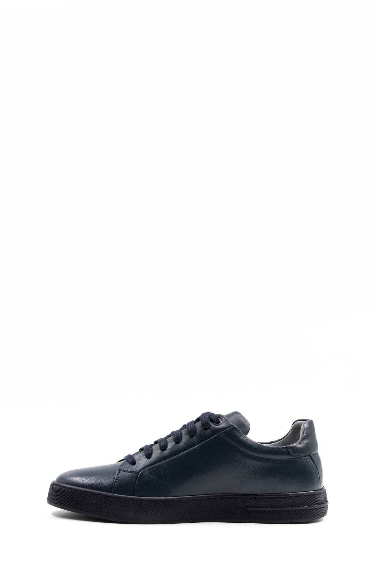 Men's Navy Blue Leather Casual Sneakers - Wessi