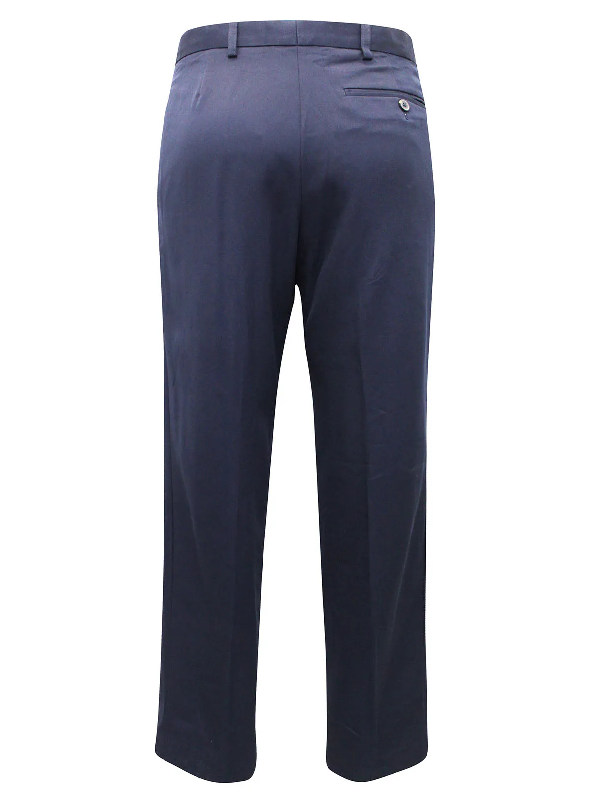Mens Navy Wool Blend Smart Regular Fit Flat Front Smart Trousers
