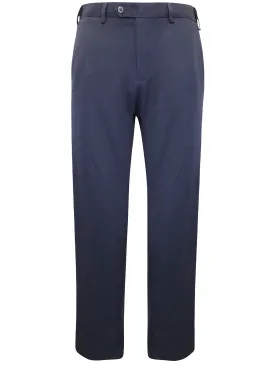 Mens Navy Wool Blend Smart Regular Fit Flat Front Smart Trousers