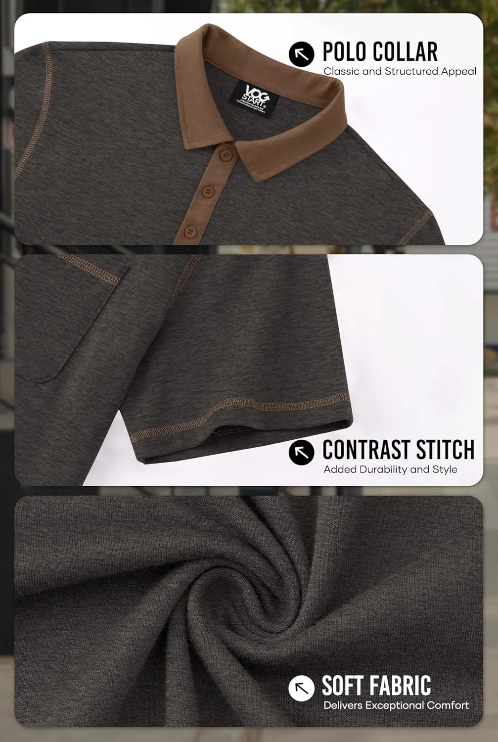 Mens Polo Shirts Casual Color Block Collar Short Sleeve Shirt with Pocket (S-XXL)