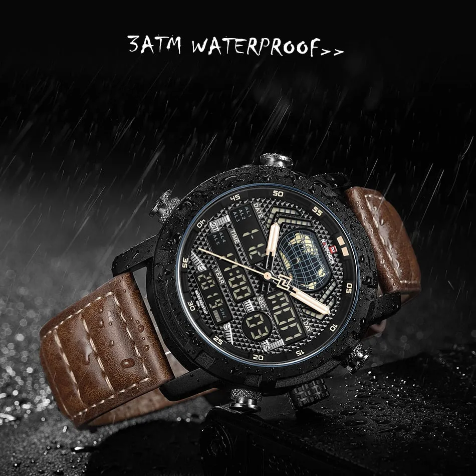 Men's Quartz LED Digital Clock Waterproof Military Wrist Watch