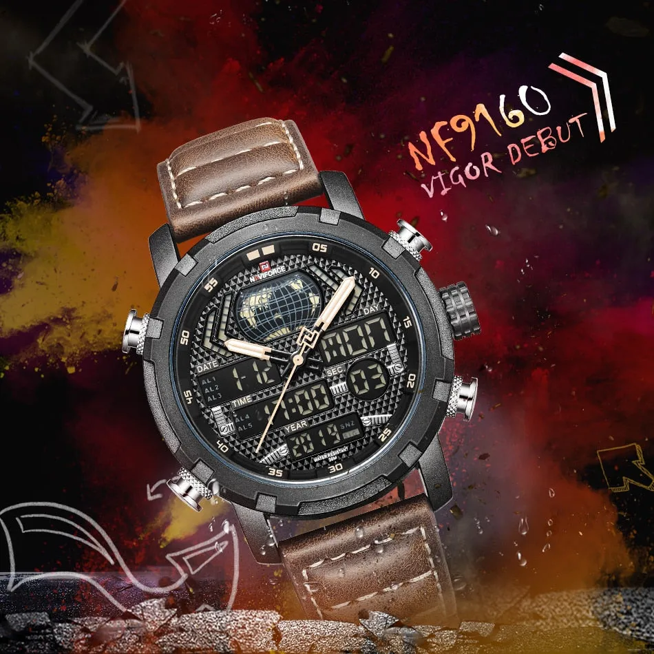 Men's Quartz LED Digital Clock Waterproof Military Wrist Watch