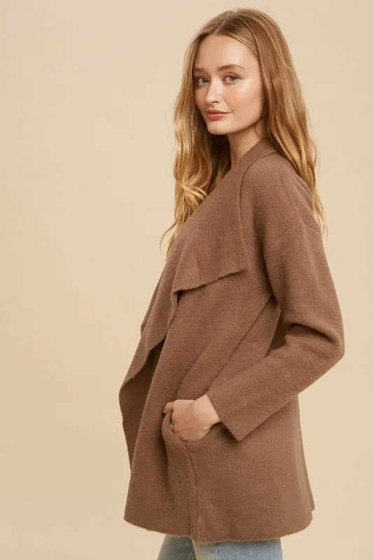 Mocha Lapel Cardigan