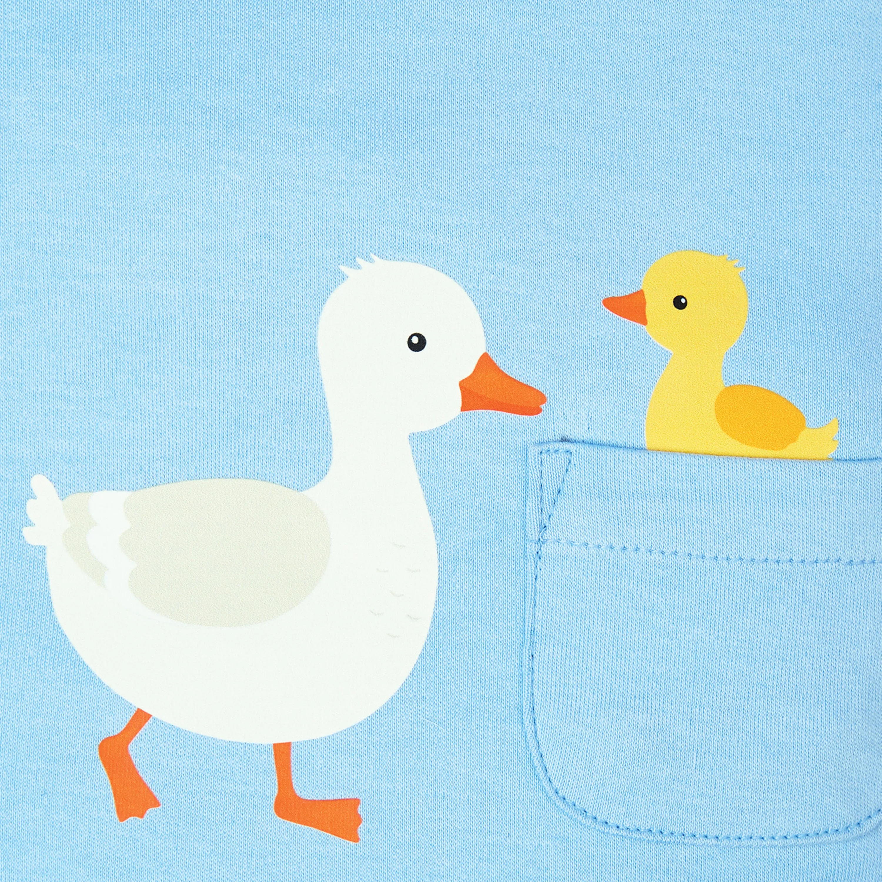 My Milestones Henley Front Open Bio-Wash Tee with Duck Print & Barnyard Print Joggers with Pockets - Blue & White
