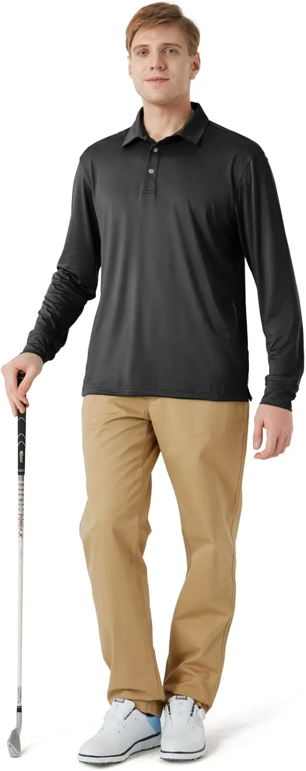 NAVISKIN Men's Polo Shirts Quick Dry Golf Shirts UPF 50 Long and Short Sleeve Moisture Wicking Polo Shirts