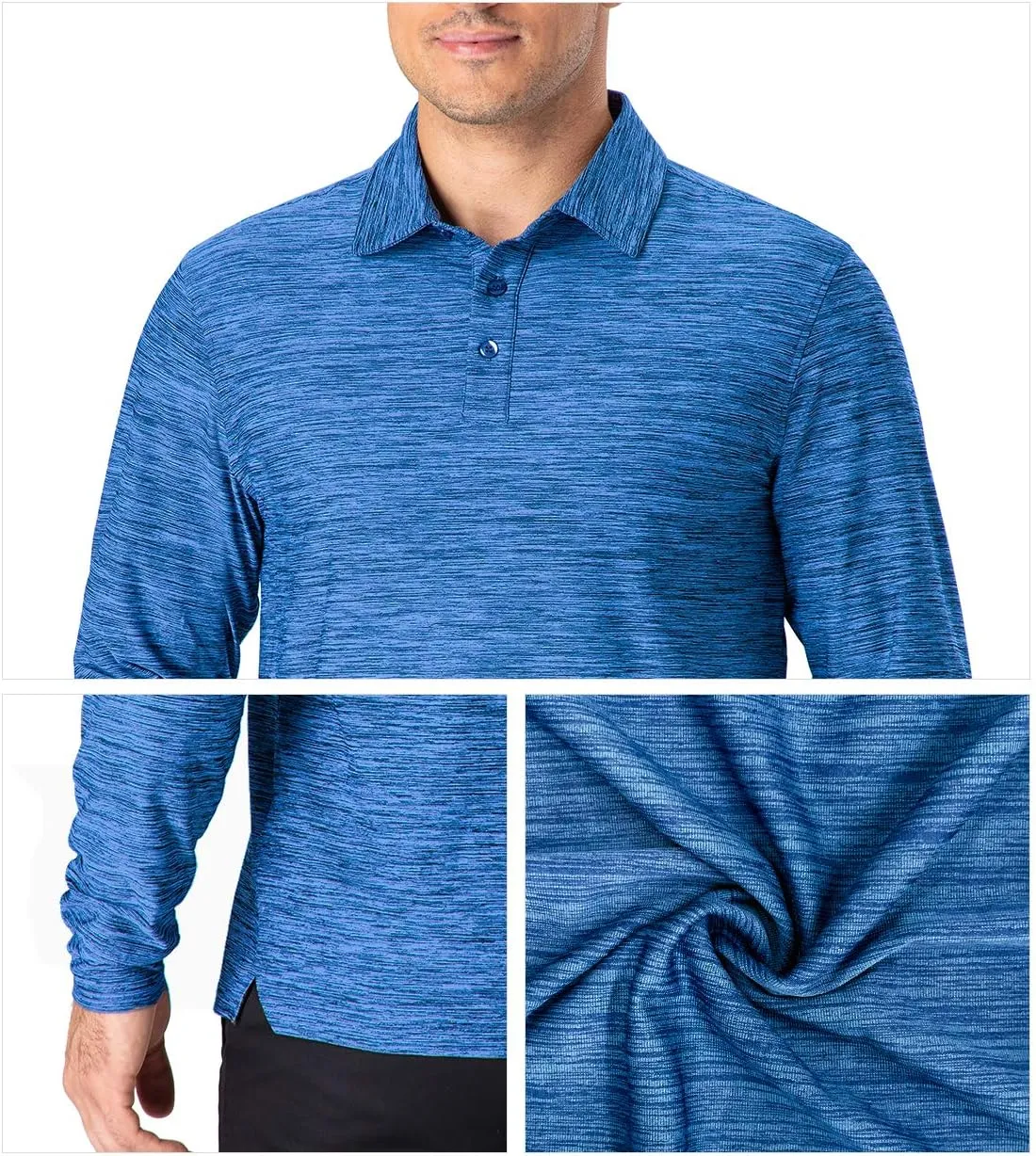 NAVISKIN Men's Polo Shirts Quick Dry Golf Shirts UPF 50 Long and Short Sleeve Moisture Wicking Polo Shirts