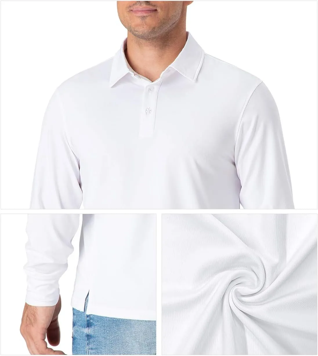 NAVISKIN Men's Polo Shirts Quick Dry Golf Shirts UPF 50 Long and Short Sleeve Moisture Wicking Polo Shirts