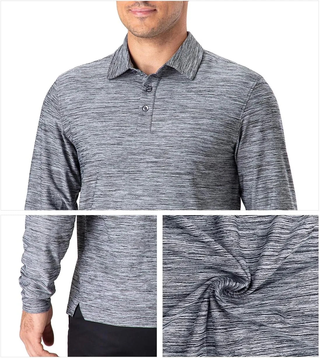 NAVISKIN Men's Polo Shirts Quick Dry Golf Shirts UPF 50 Long and Short Sleeve Moisture Wicking Polo Shirts