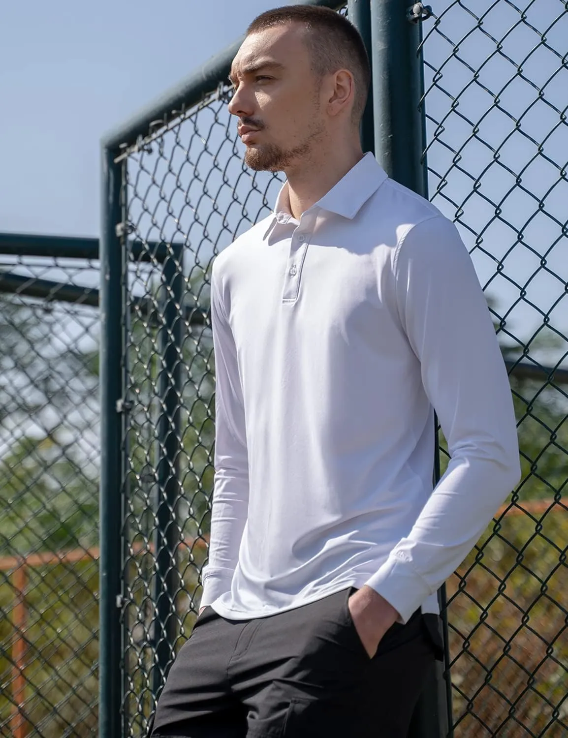 NAVISKIN Men's Polo Shirts Quick Dry Golf Shirts UPF 50 Long and Short Sleeve Moisture Wicking Polo Shirts