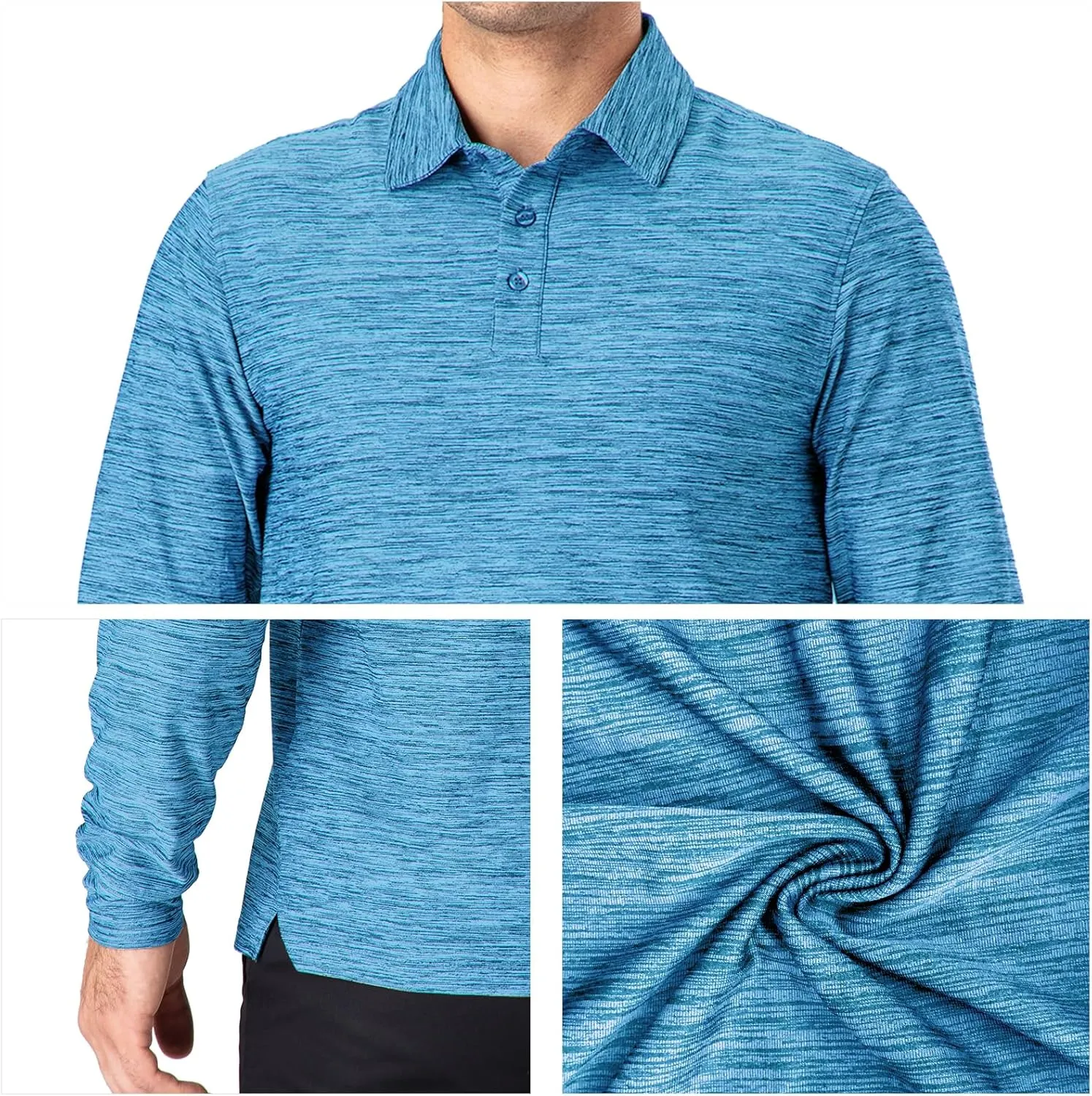 NAVISKIN Men's Polo Shirts Quick Dry Golf Shirts UPF 50 Long and Short Sleeve Moisture Wicking Polo Shirts
