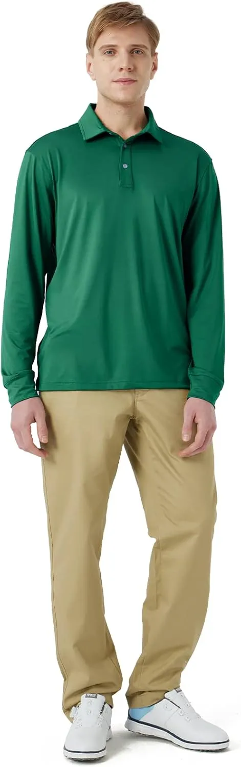 NAVISKIN Men's Polo Shirts Quick Dry Golf Shirts UPF 50 Long and Short Sleeve Moisture Wicking Polo Shirts