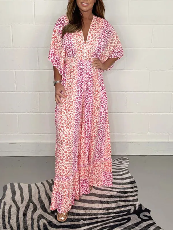  NEW STYLE V-neck Leopard Print Dress 