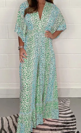  NEW STYLE V-neck Leopard Print Dress 