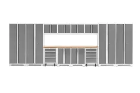 NewAge Garage Cabinets BOLD Series Platinum 14-Piece Set with Bamboo Top - 56992