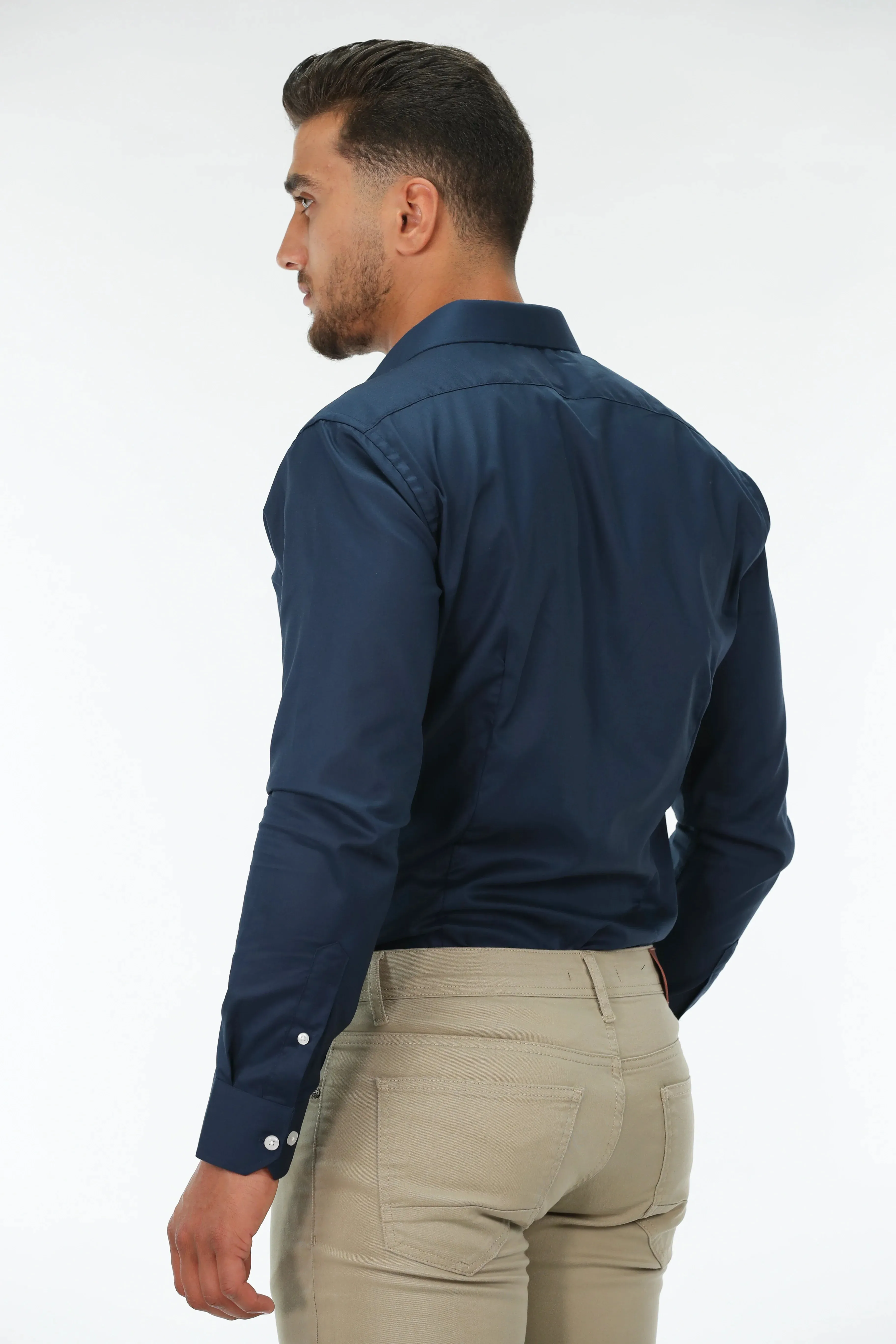 Non Iron Navy Classic Shirt