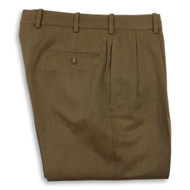 Olive Twill Plain Front Trousers
