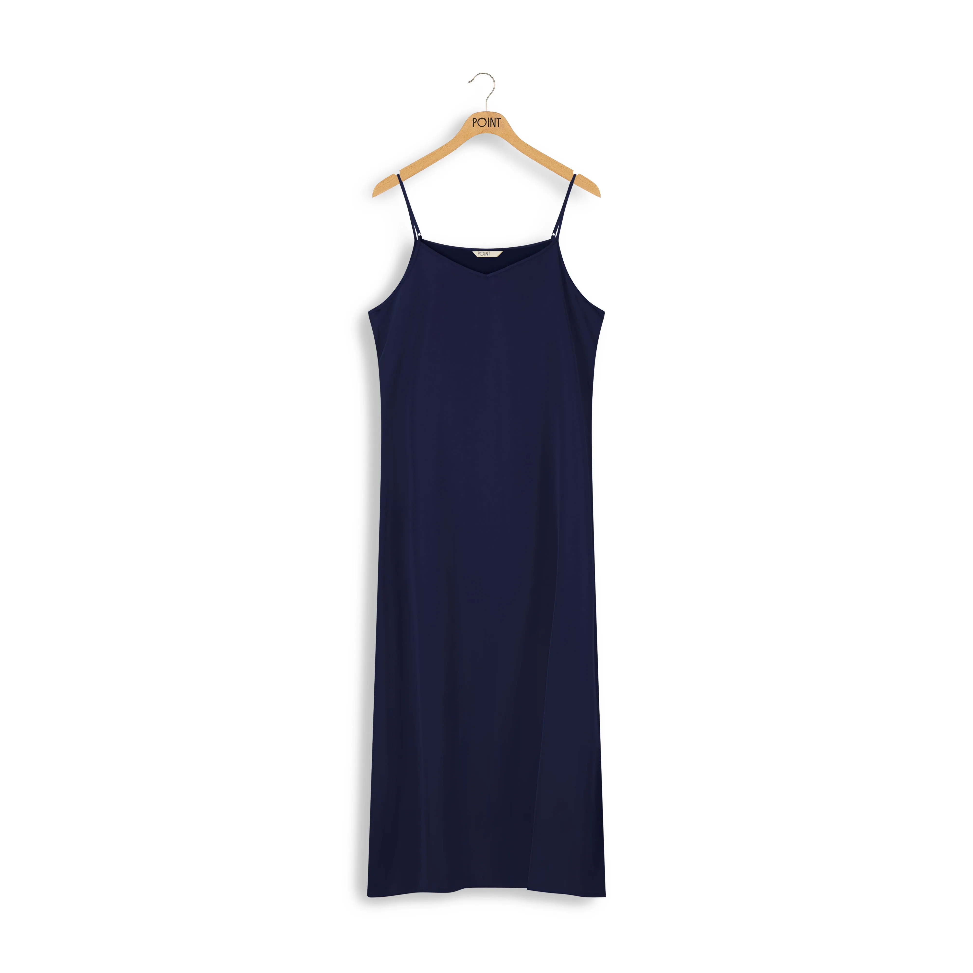 point aline satin slip dress