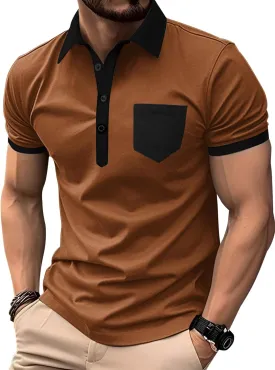 Polo Shirts for Mens Casual Golf Shirt Classic Fashion Short Sleeve Slim Fit T-Shirts Button Top with Pocket