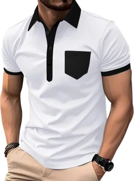 Polo Shirts for Mens Casual Golf Shirt Classic Fashion Short Sleeve Slim Fit T-Shirts Button Top with Pocket