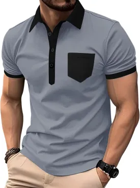Polo Shirts for Mens Casual Golf Shirt Classic Fashion Short Sleeve Slim Fit T-Shirts Button Top with Pocket
