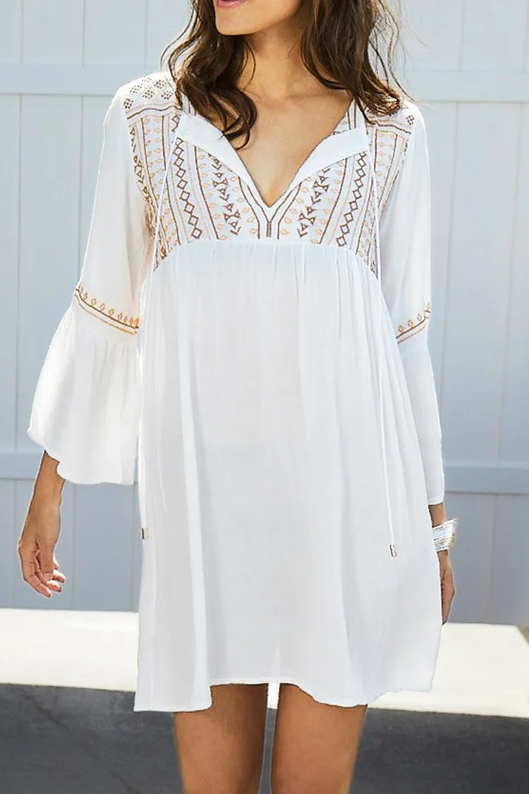 Sandy Beach Embroidery Dress
