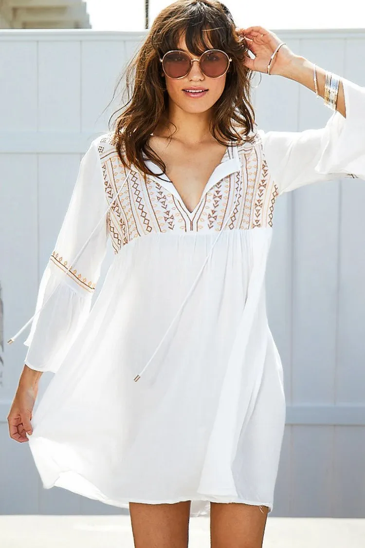 Sandy Beach Embroidery Dress