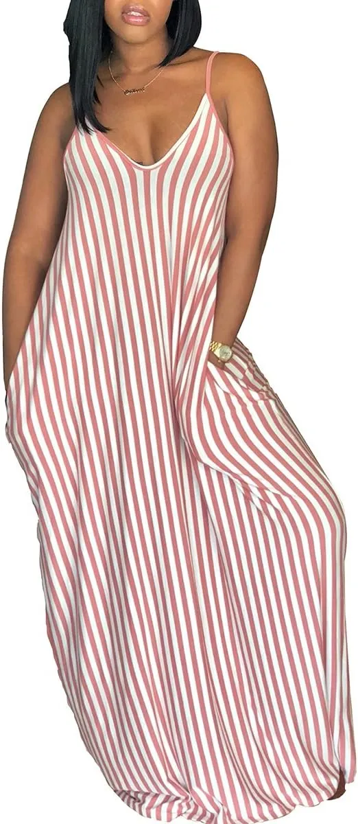 SheKiss 2025 Women's Casual Summer Floral Long Maxi Dresses Floor Length Sleeveless Plus Size Sundresses
