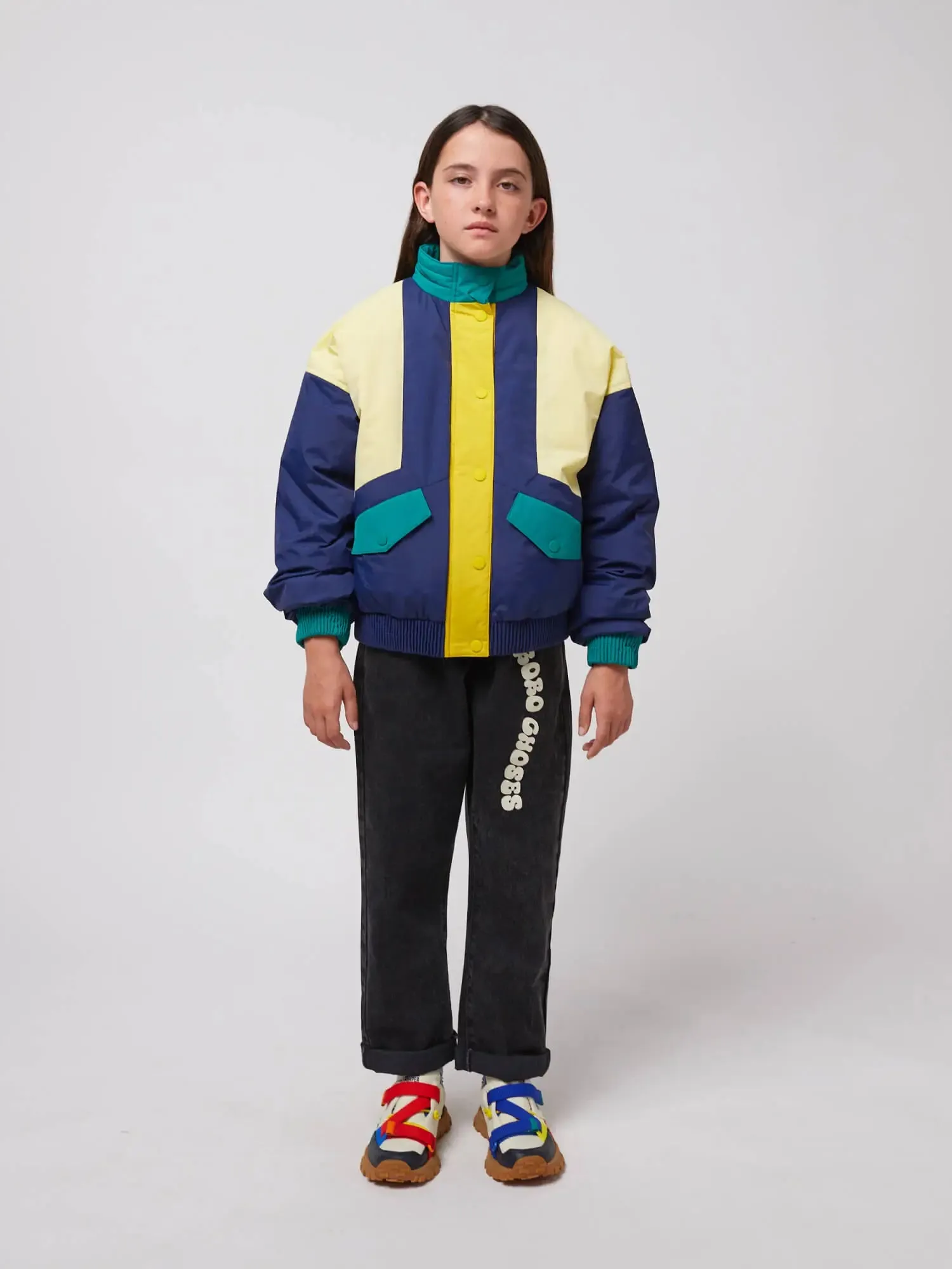 Smiling color block jacket