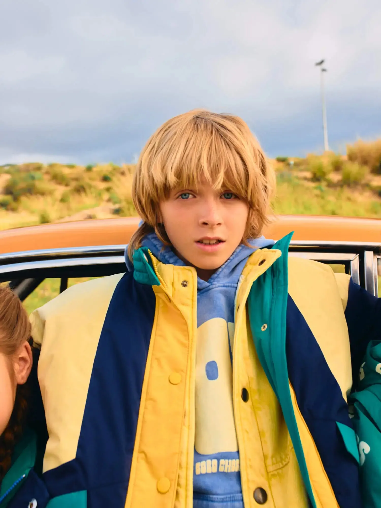 Smiling color block jacket