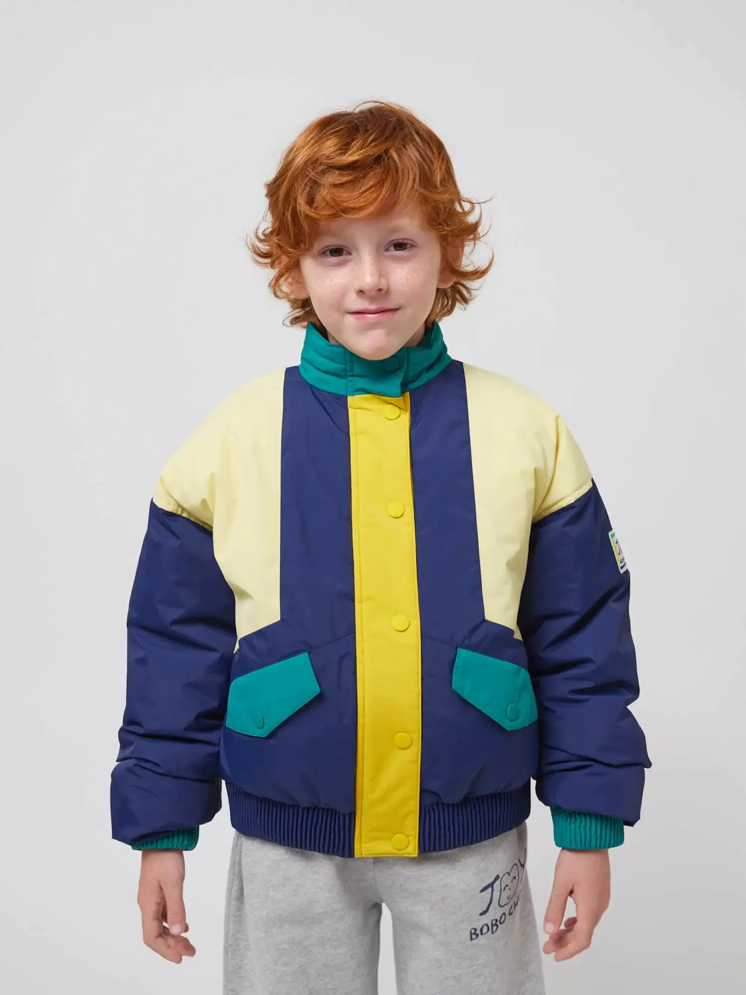 Smiling color block jacket