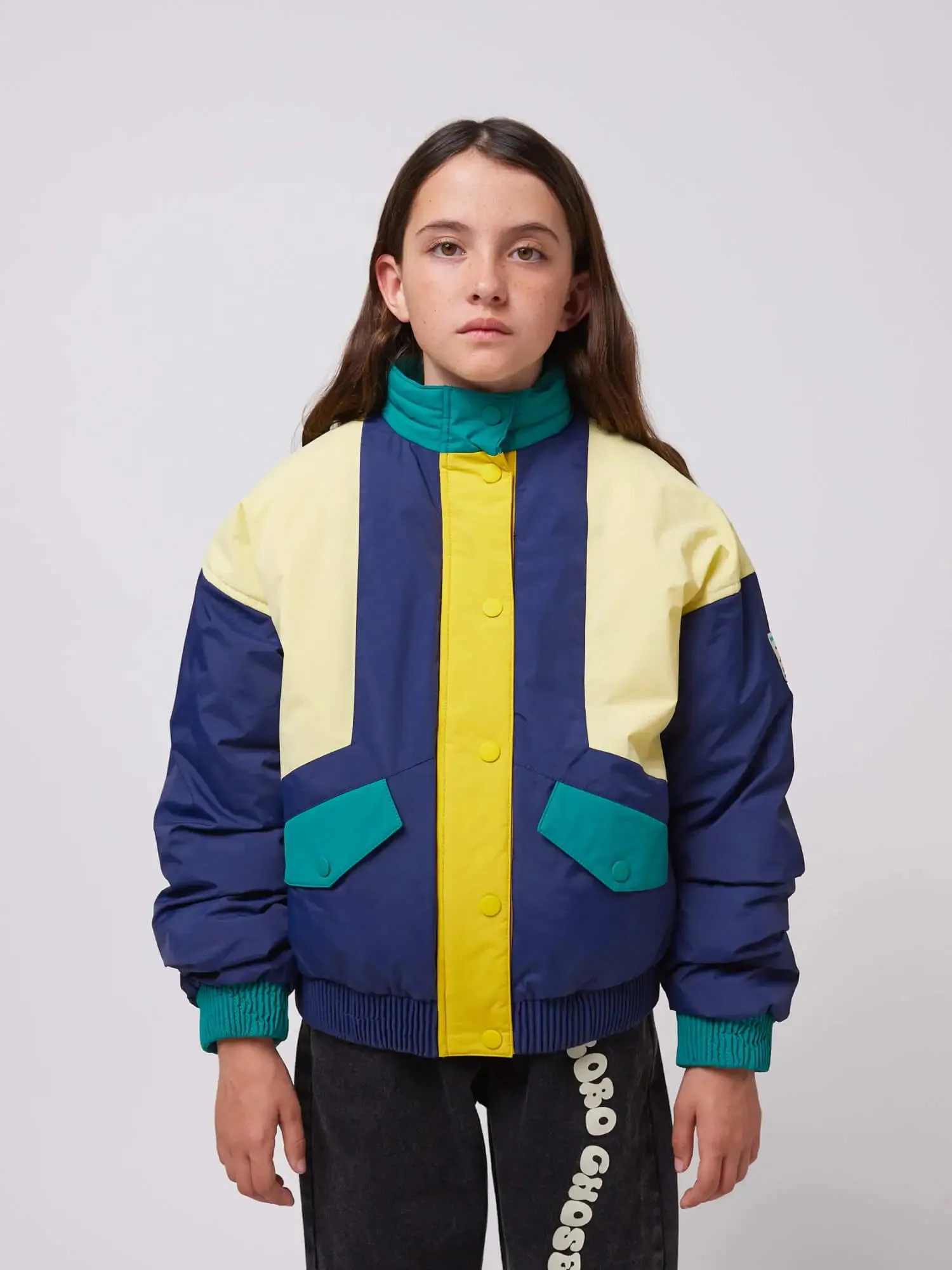 Smiling color block jacket