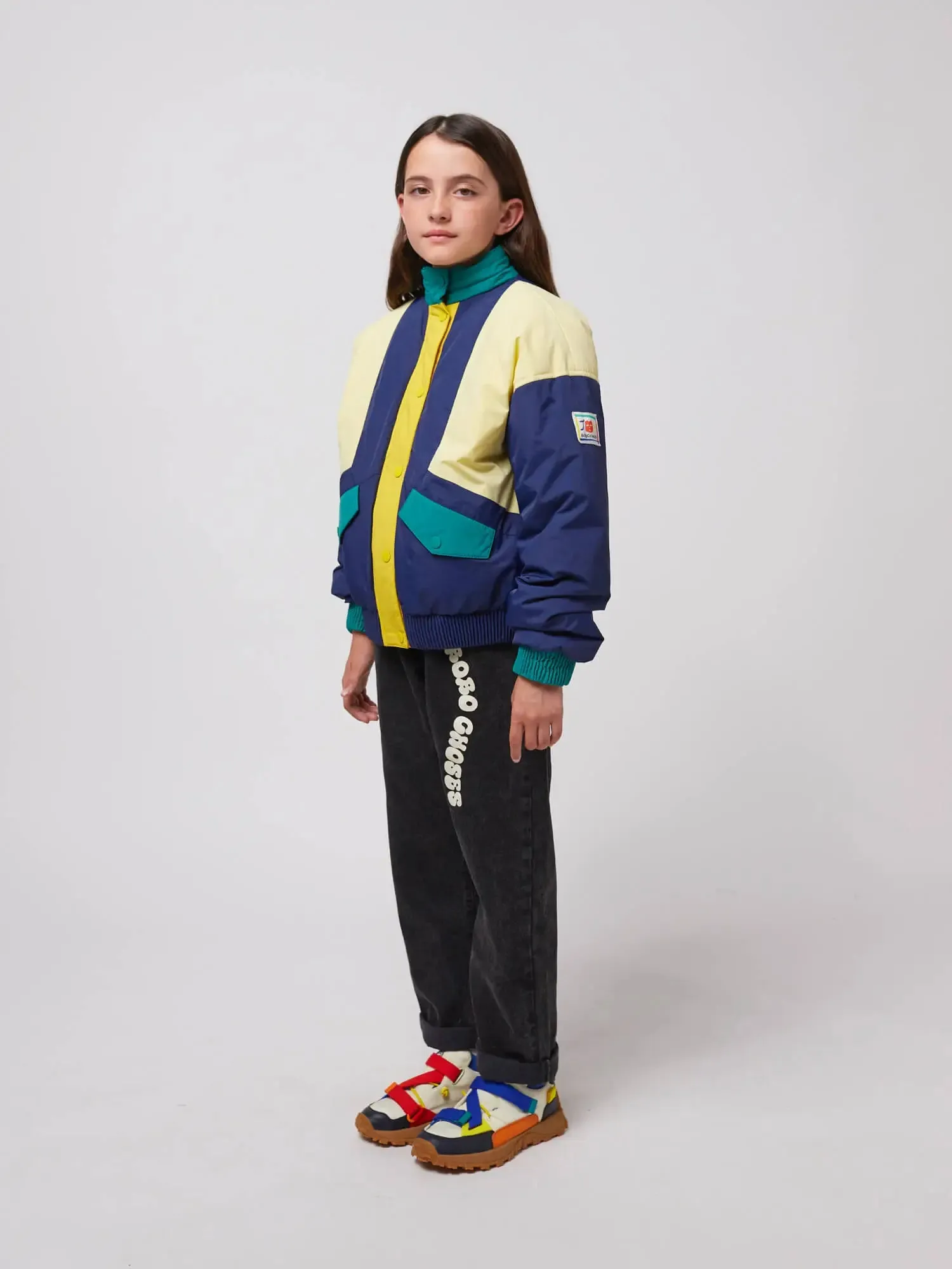 Smiling color block jacket